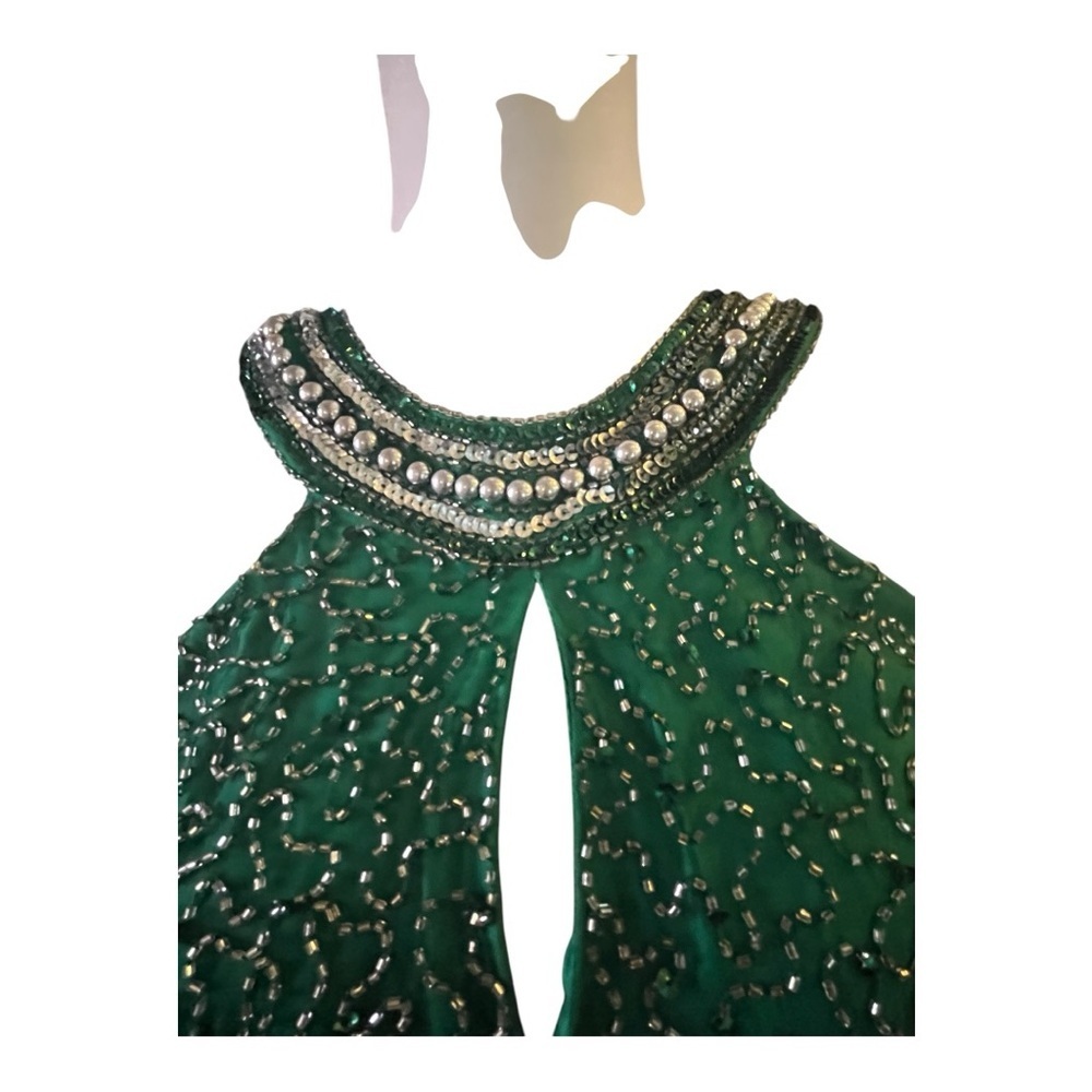 Shail K Sequined Beaded Prom Formal Cruise Green Evening Gown - Picture 15 of 16